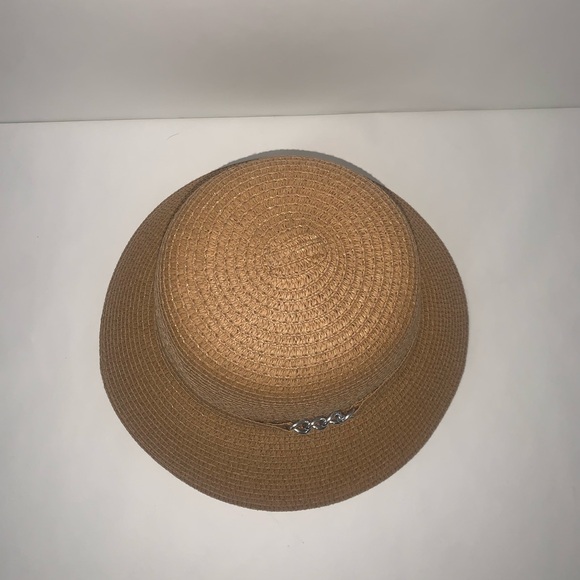 Magid Black Straw Hat w/ Chain accent Wide Brim OS. Gold color Paper NWOT - Picture 3 of 5